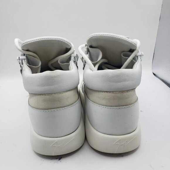 Giuseppe Zanotti Runner Sneakers womens 5.5 White Leather Shoes Made in Italy - Picture 4 of 6